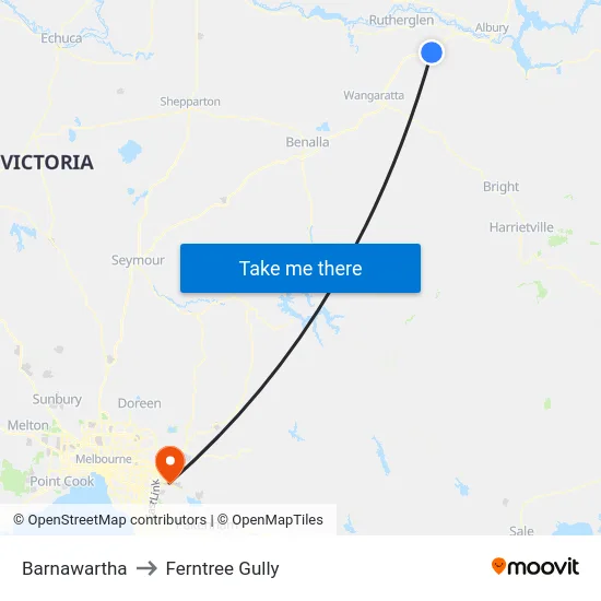 Barnawartha to Ferntree Gully map