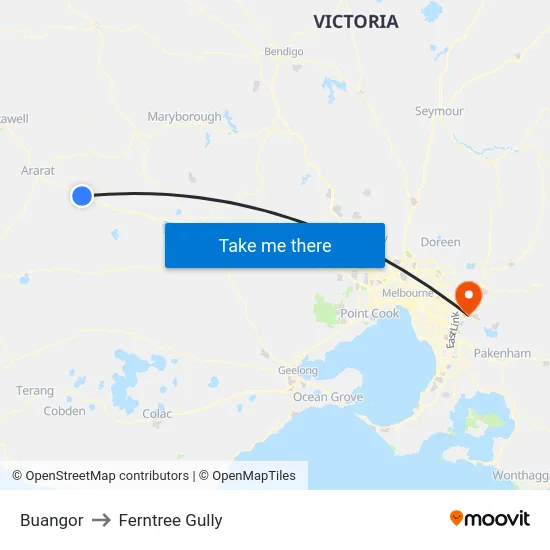 Buangor to Ferntree Gully map