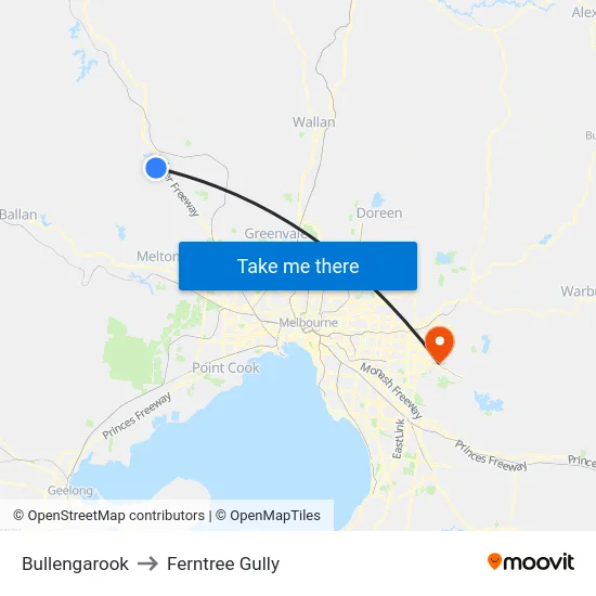 Bullengarook to Ferntree Gully map