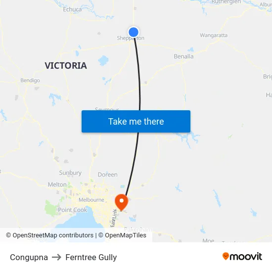 Congupna to Ferntree Gully map