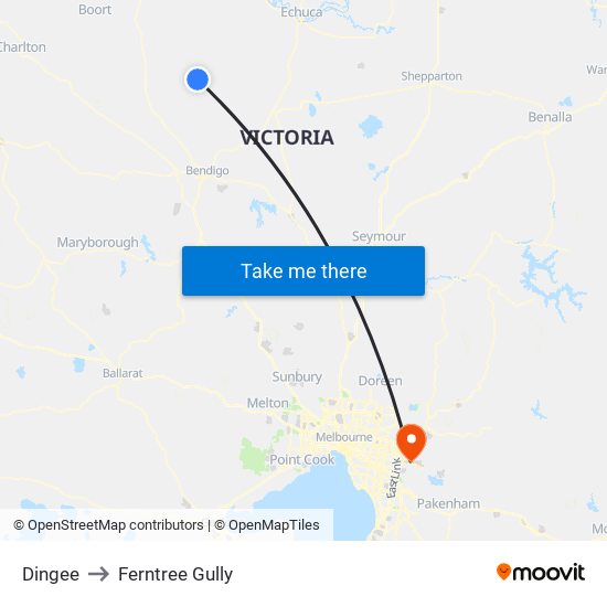 Dingee to Ferntree Gully map