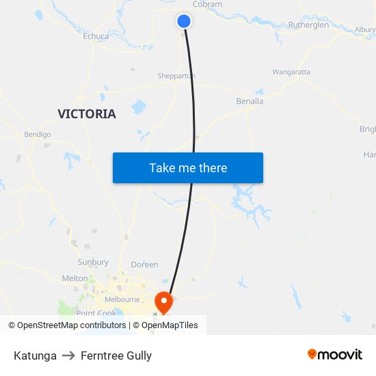 Katunga to Ferntree Gully map