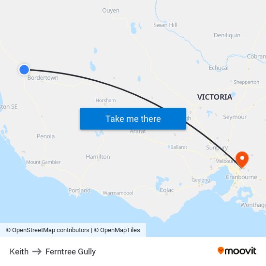 Keith to Ferntree Gully map