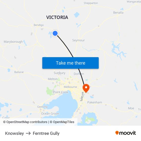 Knowsley to Ferntree Gully map