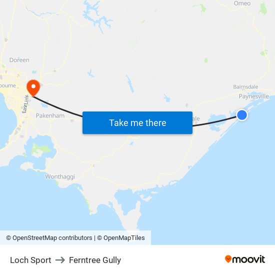 Loch Sport to Ferntree Gully map