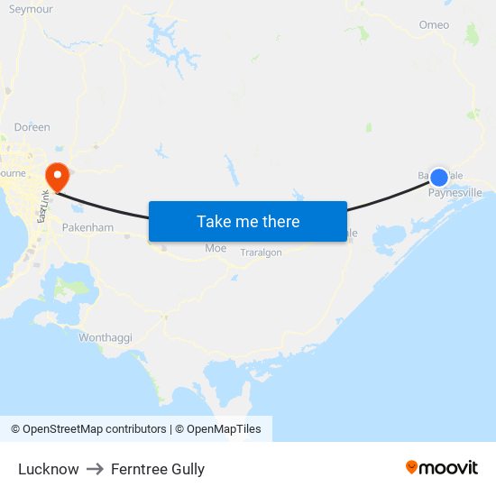 Lucknow to Ferntree Gully map