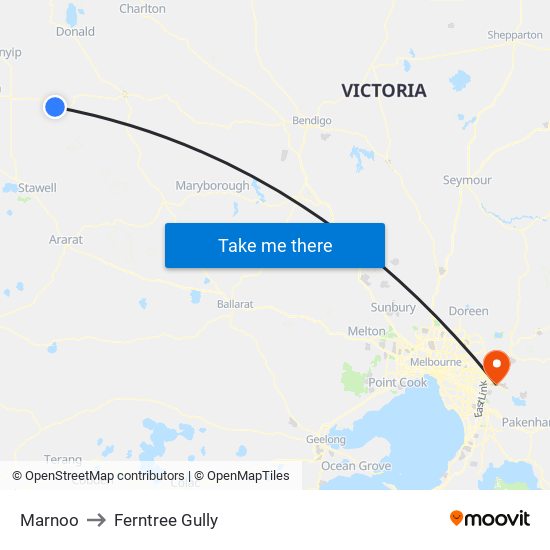 Marnoo to Ferntree Gully map