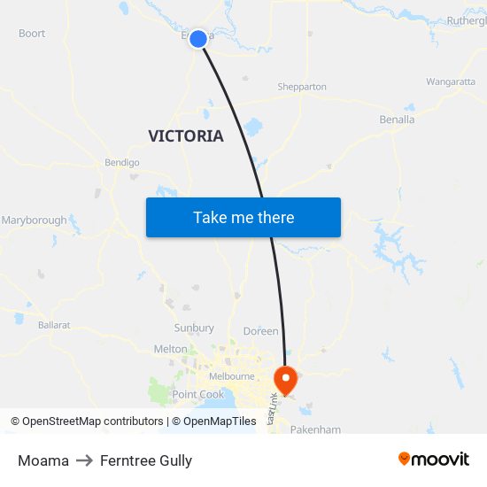 Moama to Ferntree Gully map