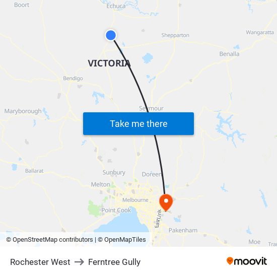 Rochester West to Ferntree Gully map