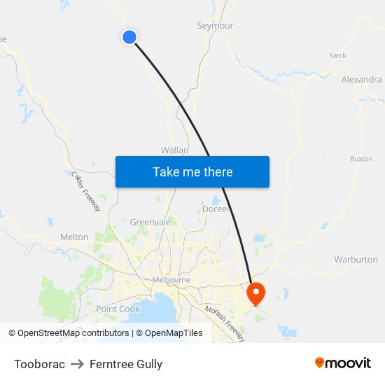 Tooborac to Ferntree Gully map