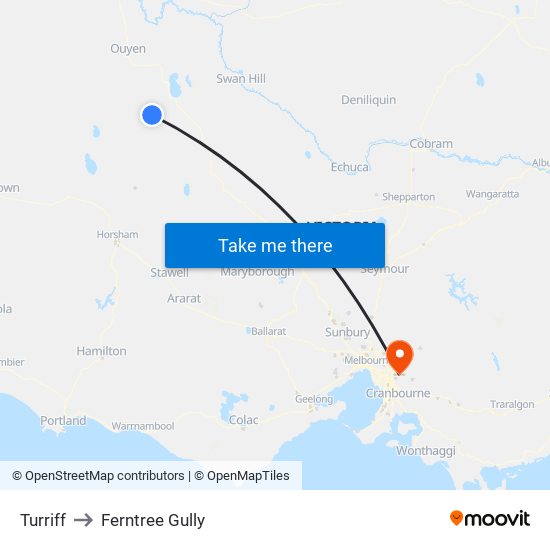 Turriff to Ferntree Gully map