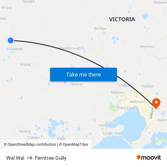 Wal Wal to Ferntree Gully map