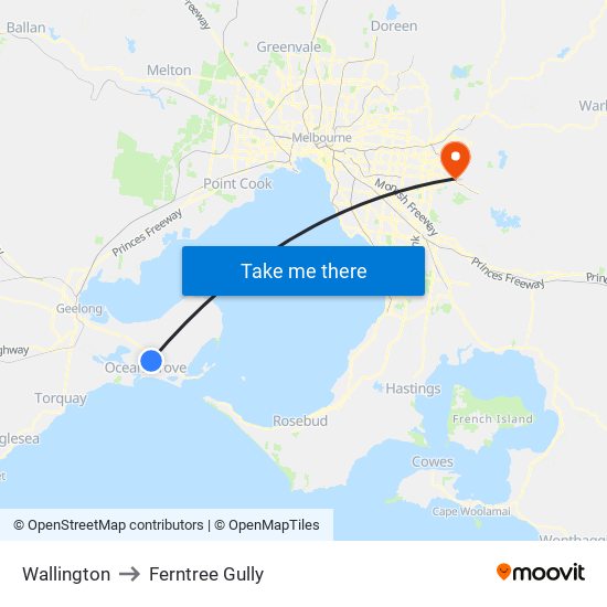 Wallington to Ferntree Gully map