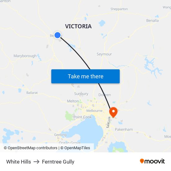 White Hills to Ferntree Gully map