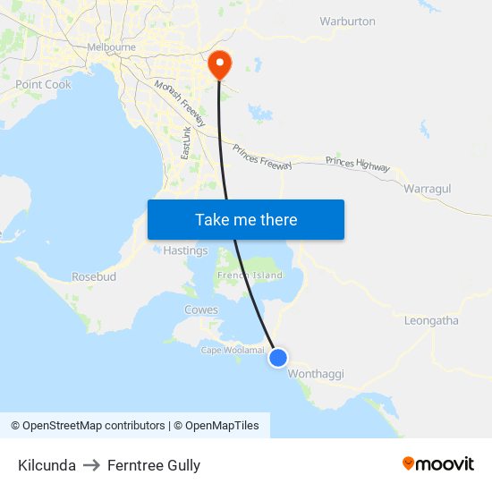 Kilcunda to Ferntree Gully map