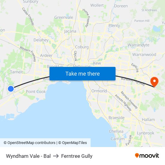 Wyndham Vale - Bal to Ferntree Gully map