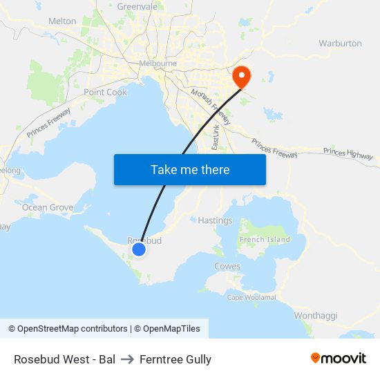 Rosebud West - Bal to Ferntree Gully map