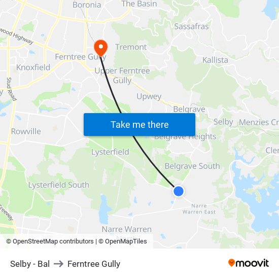 Selby - Bal to Ferntree Gully map