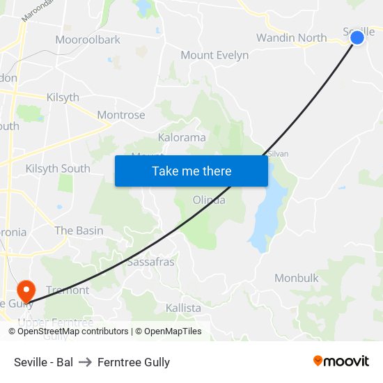 Seville - Bal to Ferntree Gully map