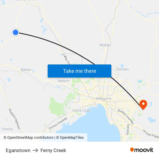 Eganstown to Ferny Creek map