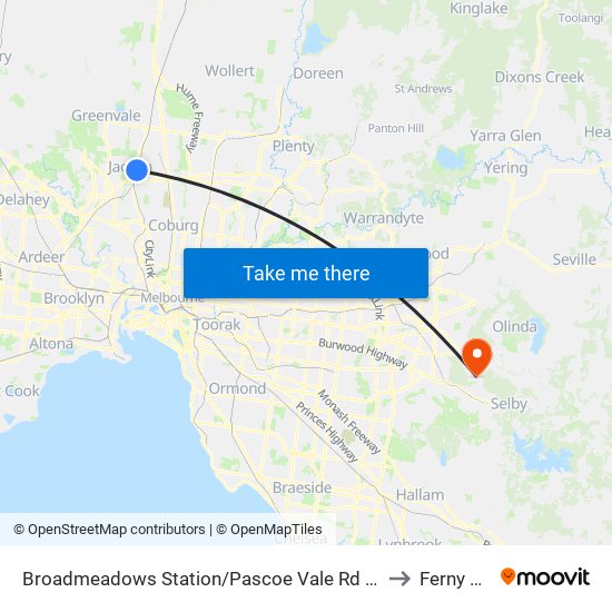 Broadmeadows Station/Pascoe Vale Rd (Broadmeadows) to Ferny Creek map