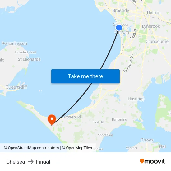 Chelsea to Fingal map