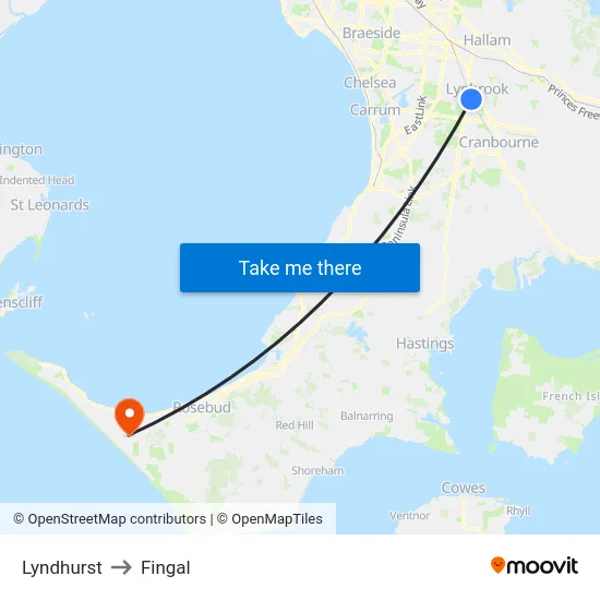 Lyndhurst to Fingal map