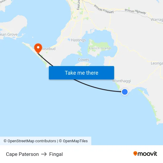Cape Paterson to Fingal map