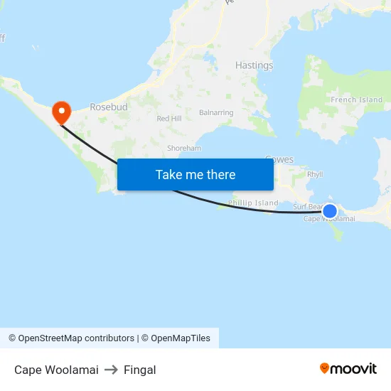 Cape Woolamai to Fingal map