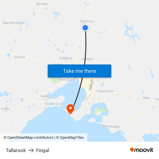 Tallarook to Fingal map