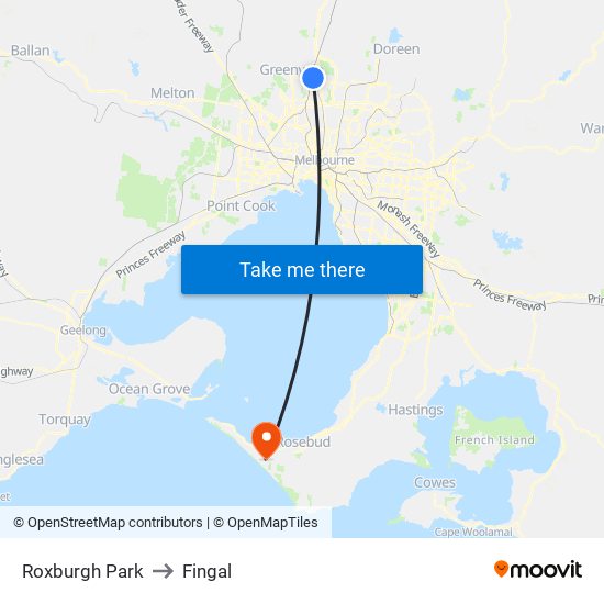 Roxburgh Park to Fingal map