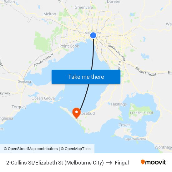 2-Collins St/Elizabeth St (Melbourne City) to Fingal map