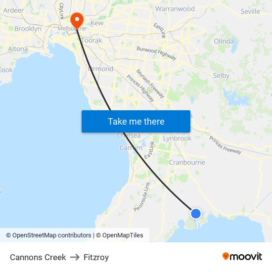 Cannons Creek to Fitzroy map