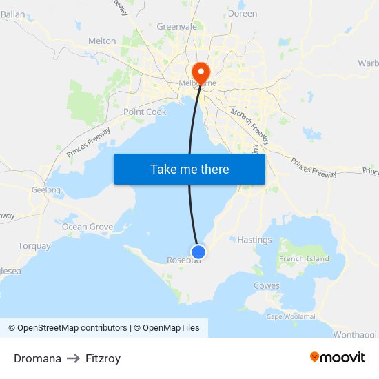 Dromana to Fitzroy map