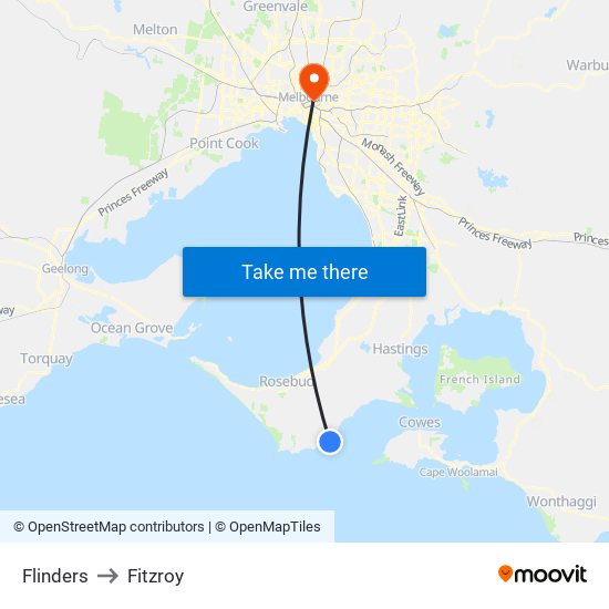 Flinders to Fitzroy map