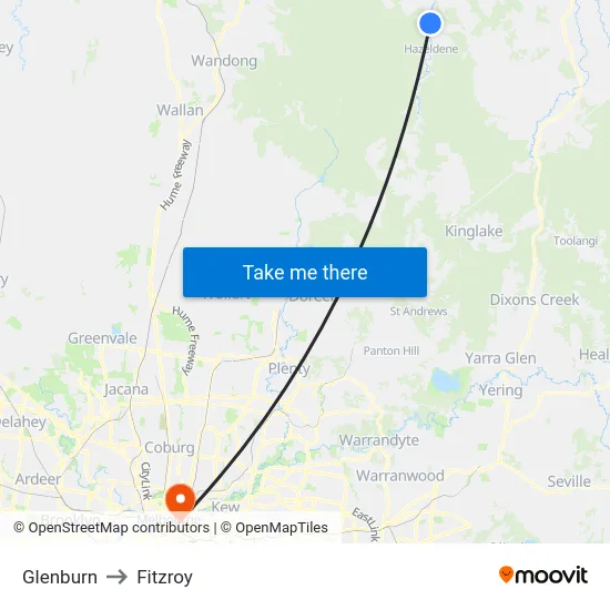 Glenburn to Fitzroy map