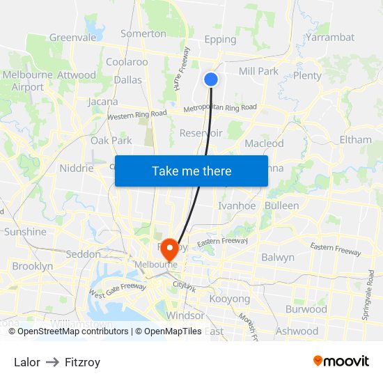 Lalor to Fitzroy map