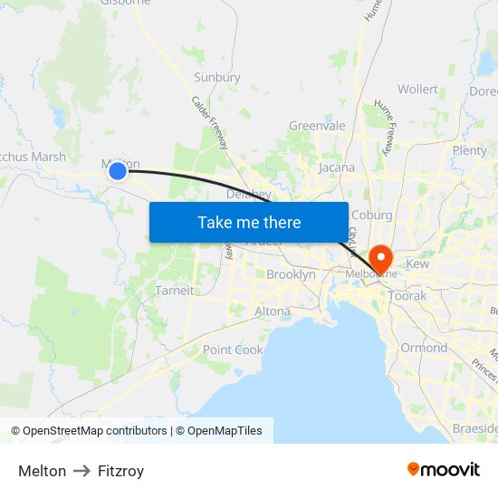 Melton to Fitzroy map