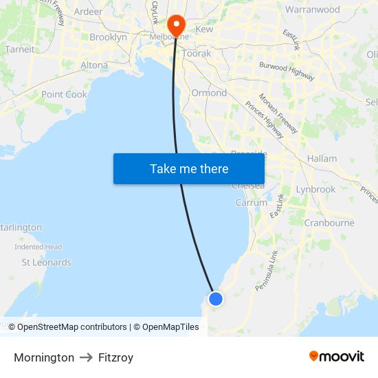 Mornington to Fitzroy map