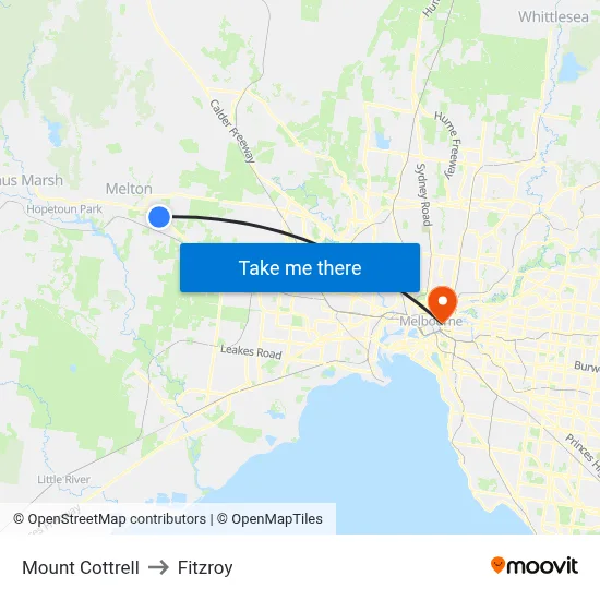 Mount Cottrell to Fitzroy map