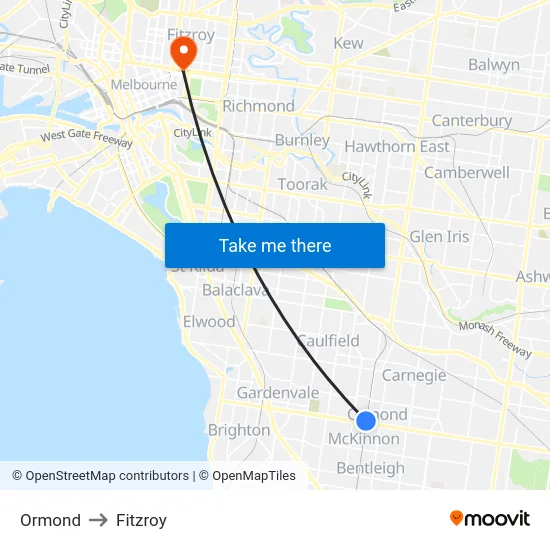 Ormond to Fitzroy map