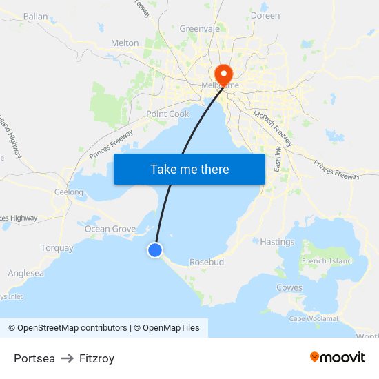 Portsea to Fitzroy map
