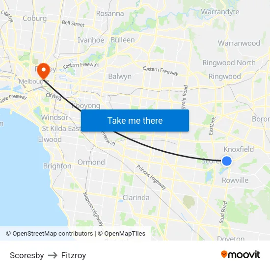 Scoresby to Fitzroy map