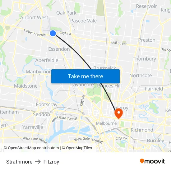 Strathmore to Fitzroy map