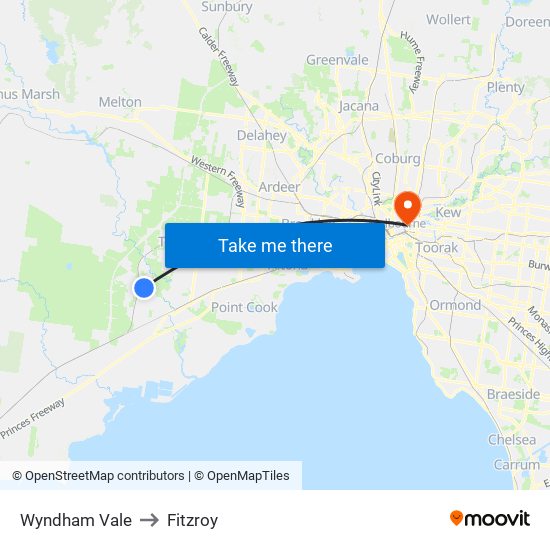 Wyndham Vale to Fitzroy map