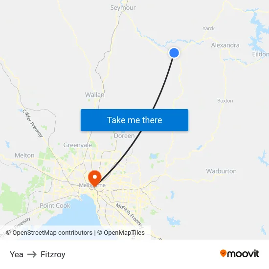 Yea to Fitzroy map