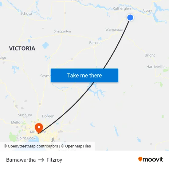 Barnawartha to Fitzroy map