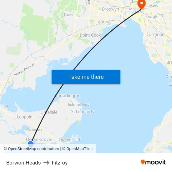 Barwon Heads to Fitzroy map