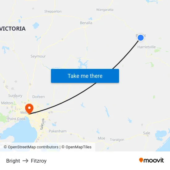 Bright to Fitzroy map