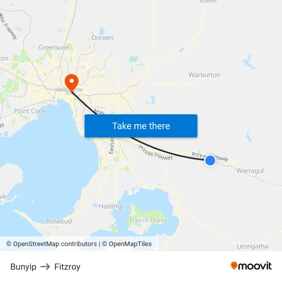 Bunyip to Fitzroy map